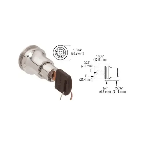 CRL LK50KA Polished Chrome Keyed Alike Lock for Cabinet Glass Door